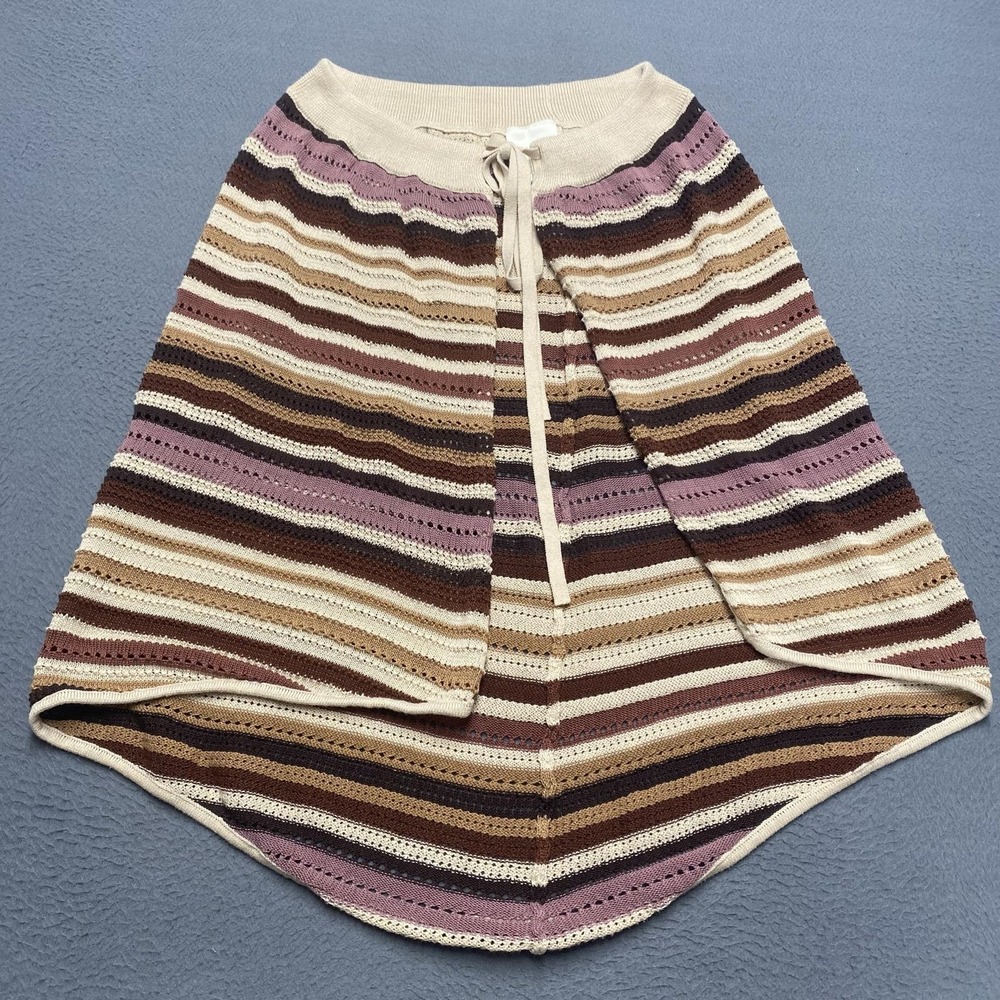 Maeve Skirt Womens One Size Multicolor Stripe Knit Midi Elastic Waist Drawstring